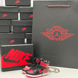 Nike Air Jordan 1 Retro High Bred "Banned" (2016) Custom Anime Edition 3D Mini Sneaker Keychain Shoe Keyring