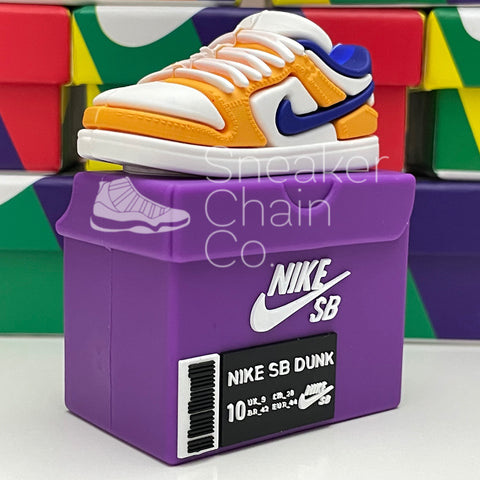 Nike SB Dunk Low Laser Orange Sneaker Purple Shoebox Design AirPod Case