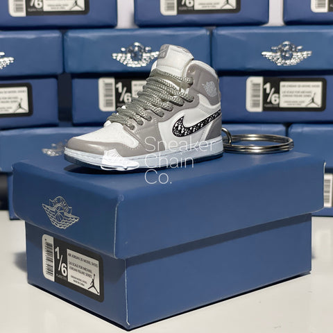 Nike Air Jordan 1 Retro High x Dior LIMITED EDITION SOLES 3D Mini Sneaker Keychain Shoe Keyring