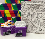 Nike SB Dunk Low Laser Orange Sneaker Purple Shoebox Design AirPod Case