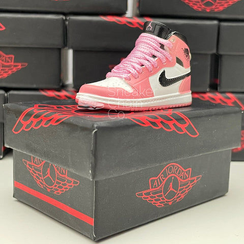 Nike Air Jordan 1 Mid Pink Quartz 3D Mini Sneaker Keychain Shoe Keyring