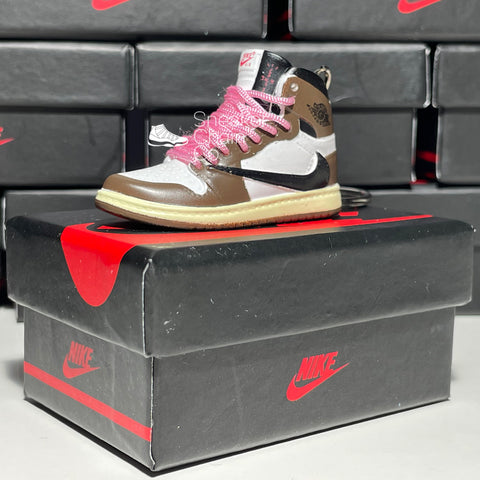 Nike Air Jordan 1 Retro High x Travis Scott (Pink Lace) 3D Mini Sneaker Keychain Shoe Keyring