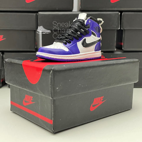 Nike Air Jordan 1 Retro High Court Purple White 3D Mini Sneaker Keychain Shoe Keyring