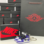 Nike Air Jordan 1 Retro High Court Purple White 3D Mini Sneaker Keychain Shoe Keyring