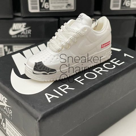 Nike Air Force 1 Low Supreme White 3D Mini Sneaker Keychain Shoe Keyring