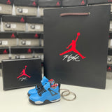 Nike Air Jordan 4 Retro Travis Scott x Cactus Jack University Blue 3D Mini Sneaker Keychain Shoe Keyring