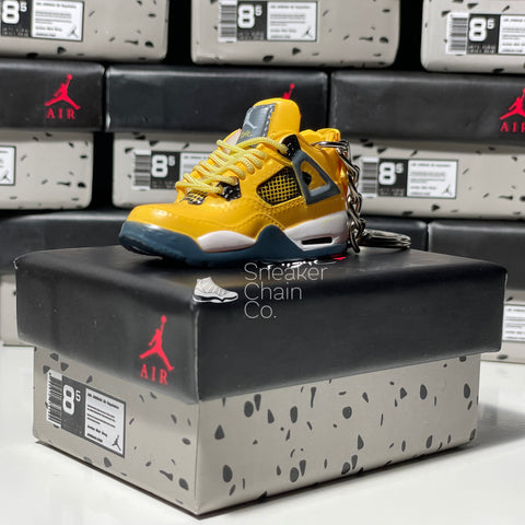 Nike Air Jordan 4 Retro Lightning Tour Yellow (2021) 3D Mini Sneaker Keychain Shoe Keyring