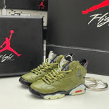 Nike Air Jordan 6 Retro x Travis Scott Cactus Jack Olive 3D Mini Sneaker Keychain Shoe Keychain