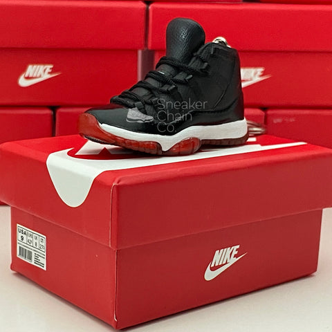 Nike Air Jordan 11 Retro Bred 3D Mini Sneaker Keychain Shoe Keyring