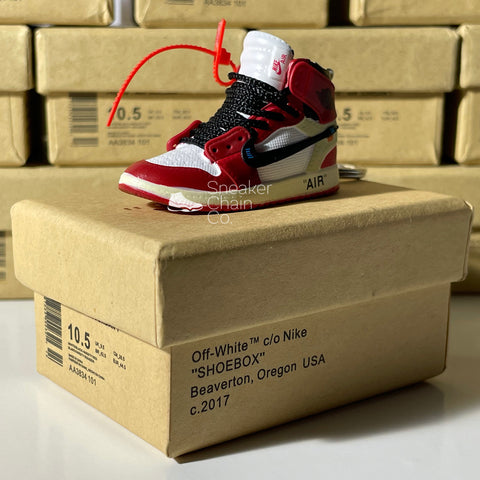 Nike Air Jordan 1 Retro High x Off-White Chicago 3D Mini Sneaker Keychain Shoe