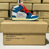 Nike Air Jordan 1 Retro High x Off-White University Blue 3D Mini Sneaker Keychain Shoe