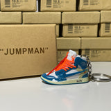 Nike Air Jordan 1 Retro High x Off-White University Blue 3D Mini Sneaker Keychain Shoe