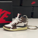 Nike Air Jordan 1 Retro High x Travis Scott (White Lace) 3D Mini Sneaker Keychain Shoe Keyring