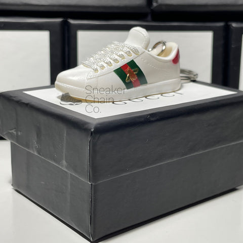 GUCCI Ace Embroidered Sneaker White 3D Mini Sneaker Keychain Shoe Keyring