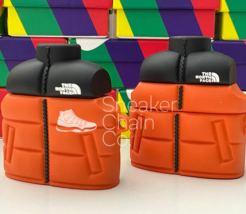 North Face Puffer Jacket Orange Design AirPod Case