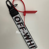 OFF-WHITE Silver Industrial Logo Embroidered Canvas Keyring Strap