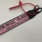 OFF-WHITE Rose Gold Industrial Logo Embroidered Canvas Keyring Strap