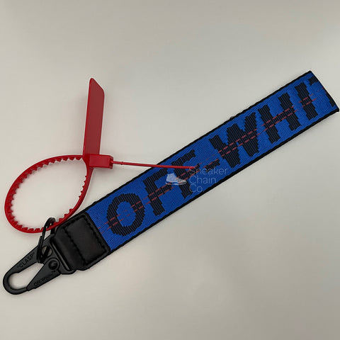 OFF-WHITE Blue Industrial Logo Embroidered Canvas Keyring Strap