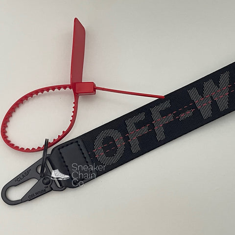OFF-WHITE Charcoal Black Industrial Logo Embroidered Canvas Keyring Strap