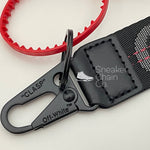 OFF-WHITE Charcoal Black Industrial Logo Embroidered Canvas Keyring Strap