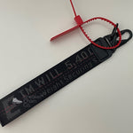 OFF-WHITE Charcoal Black Industrial Logo Embroidered Canvas Keyring Strap