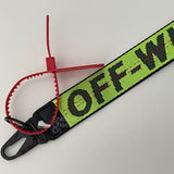 OFF-WHITE Neon Green Industrial Logo Embroidered Canvas Keyring Strap