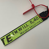 OFF-WHITE Neon Green Industrial Logo Embroidered Canvas Keyring Strap