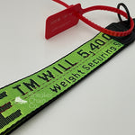 OFF-WHITE Neon Green Industrial Logo Embroidered Canvas Keyring Strap