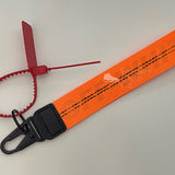 OFF-WHITE Neon Orange Industrial Logo Embroidered Canvas Keyring Strap