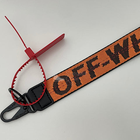 OFF-WHITE Orange Industrial Logo Embroidered Canvas Keyring Strap