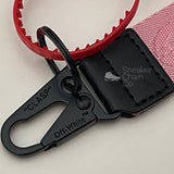 OFF-WHITE Pink Industrial Logo Embroidered Canvas Keyring Strap