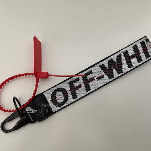 OFF-WHITE Silver Industrial Logo Embroidered Canvas Keyring Strap