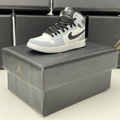 Nike Air Jordan 1 Retro Mid Light Smoke Grey 3D Mini Sneaker Keychain Shoe Keyring