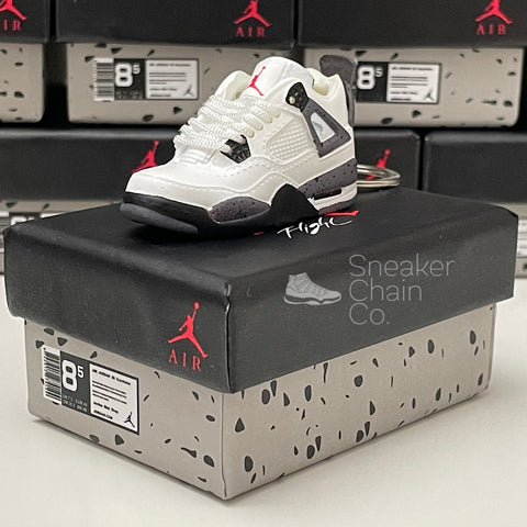 Nike Air Jordan 4 Retro White Cement (2016) 3D Mini Sneaker Keychain Shoe Keyring