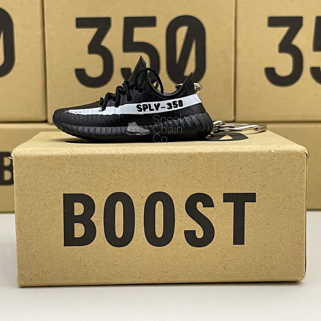 yeezy boost 350 v2 oreo box Adidas Yeezy Boost 350 V2 "Oreo" Core Black White 3D Mini Sneaker Keyc – Sneaker Chain Co