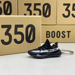 Adidas Yeezy Boost 350 V2 "Oreo" Core Black White 3D Mini Sneaker Keychain Shoe Keyring